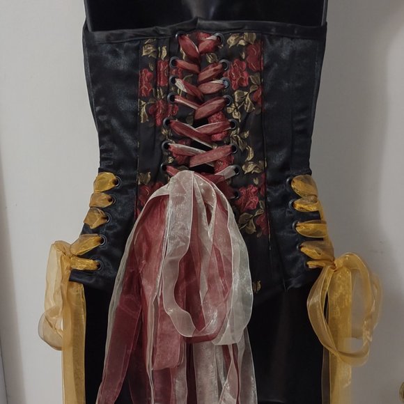 May Faire Moon Over Bust Boned Corset Custom Corset Goth Corset Rose Embroidered - Picture 12 of 15